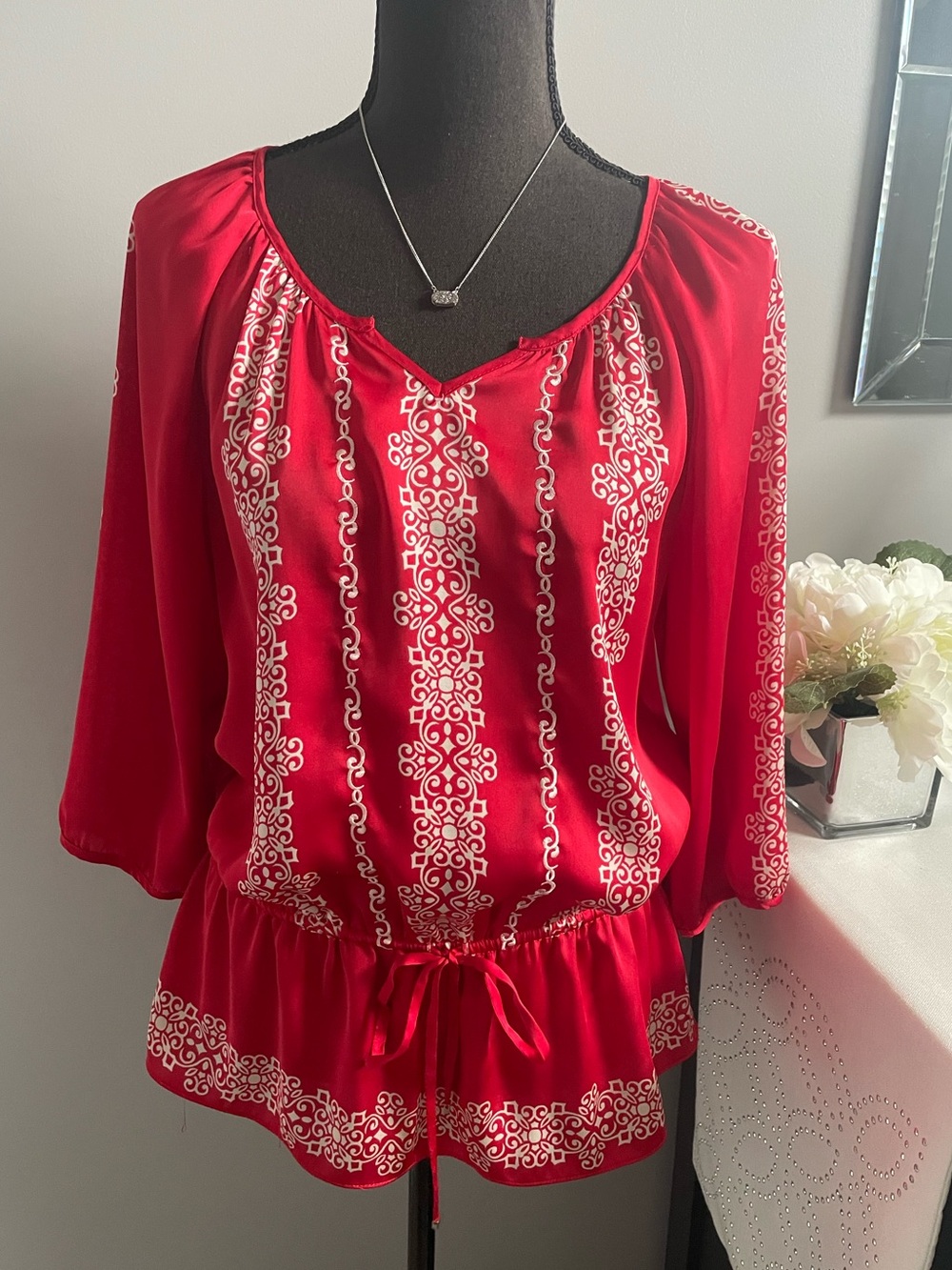 WHBM Satin Peplum Blouse